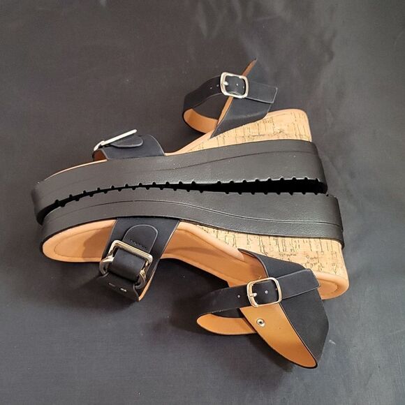 BRAND NEW ROUGE ADJUSTABLE BUCKLE DOUBLE STRAP OPEN TOE WEDGE SANDAL - Picture 10 of 16